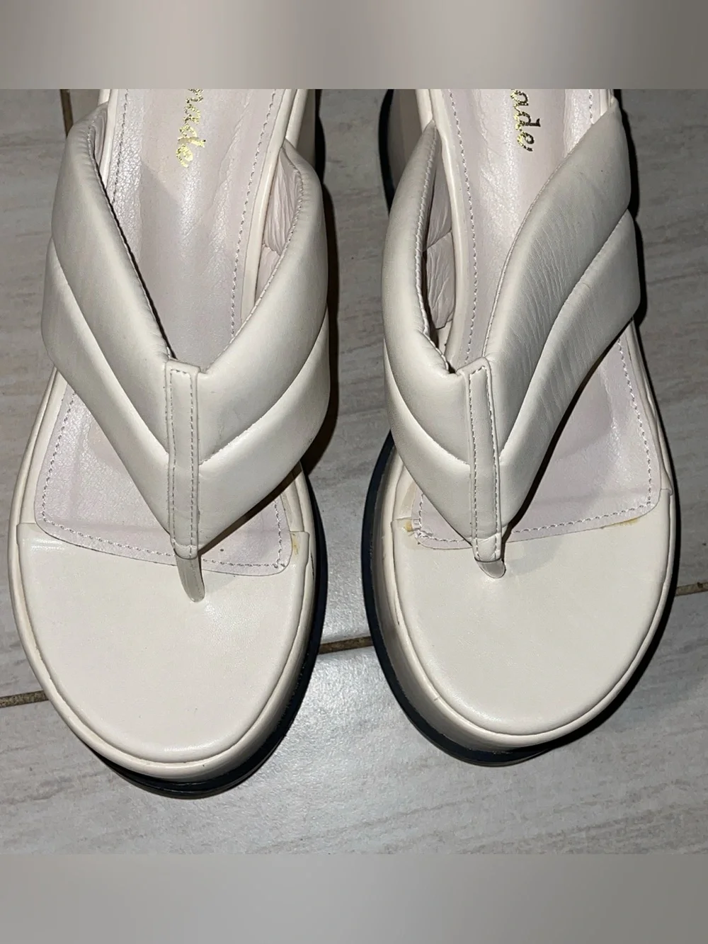White Lightweight Padded Thong Chunky Platform Sandals